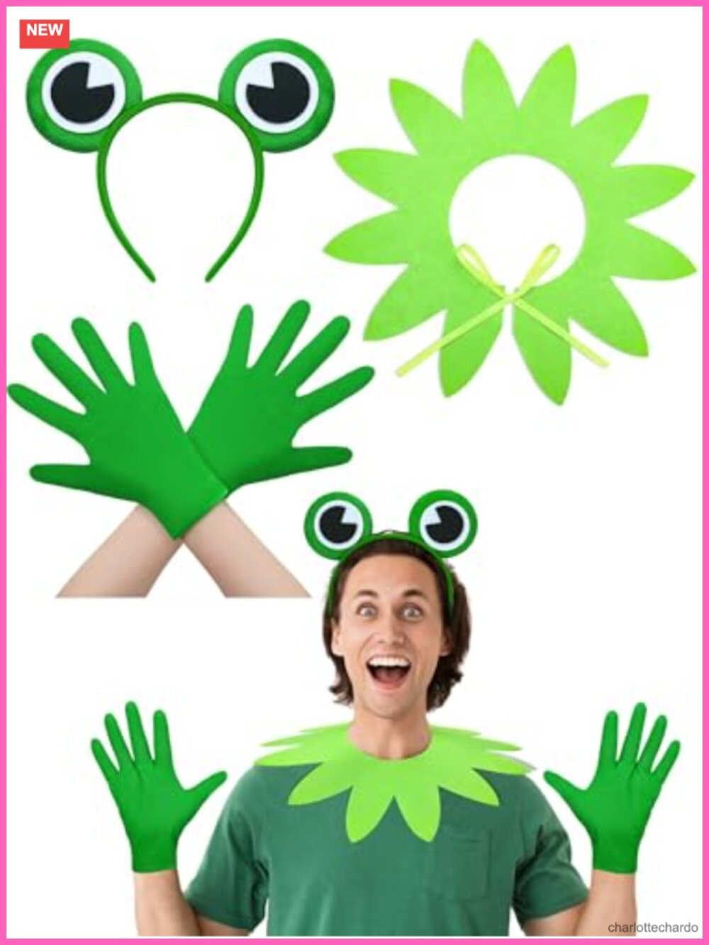 Frog Costume Accessory Set Headband Collar Gloves Cosplay Halloween